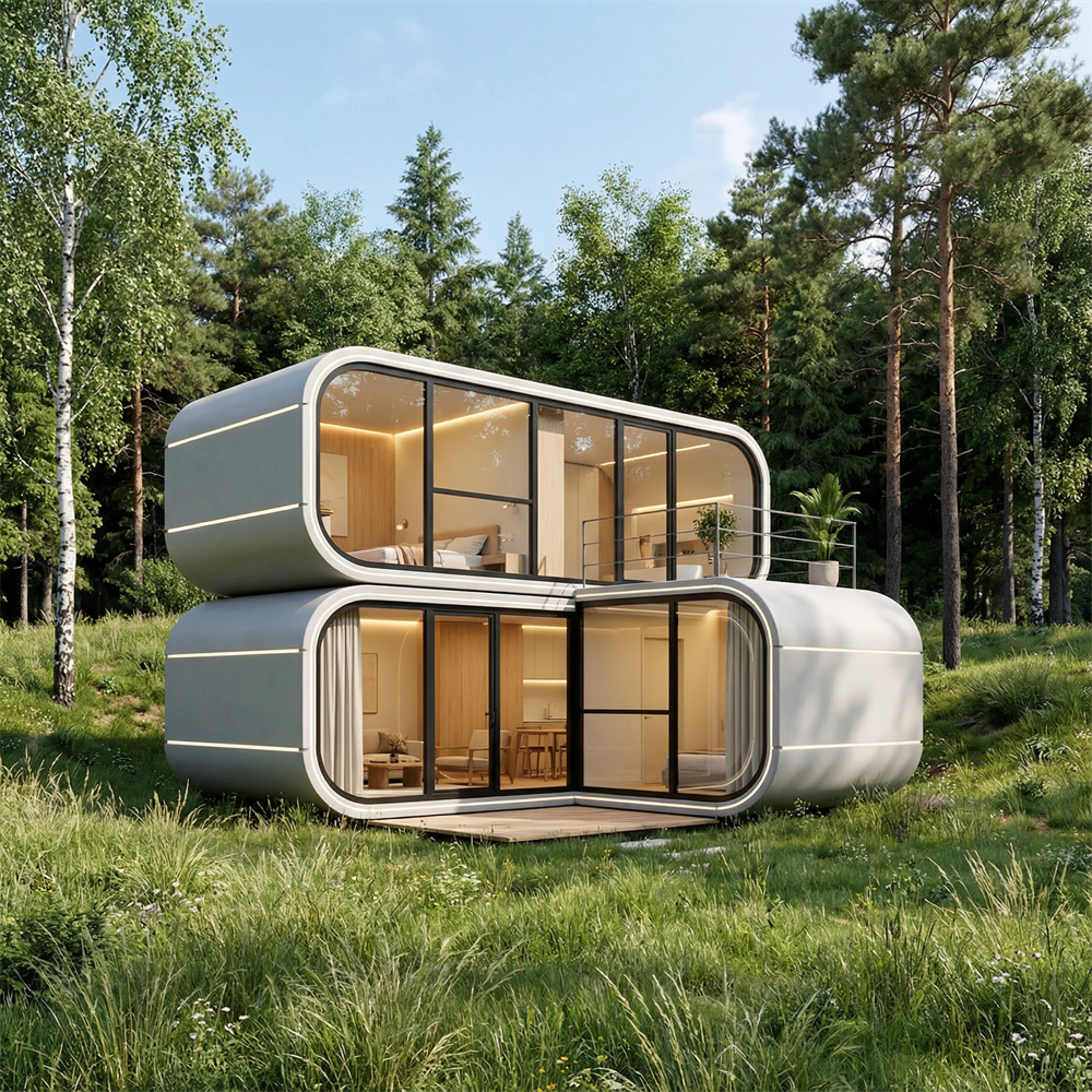 Maison capsule spatiale mobile en forme d'arc empilable directement